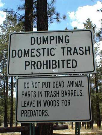 Dumping domestic trash prohibited